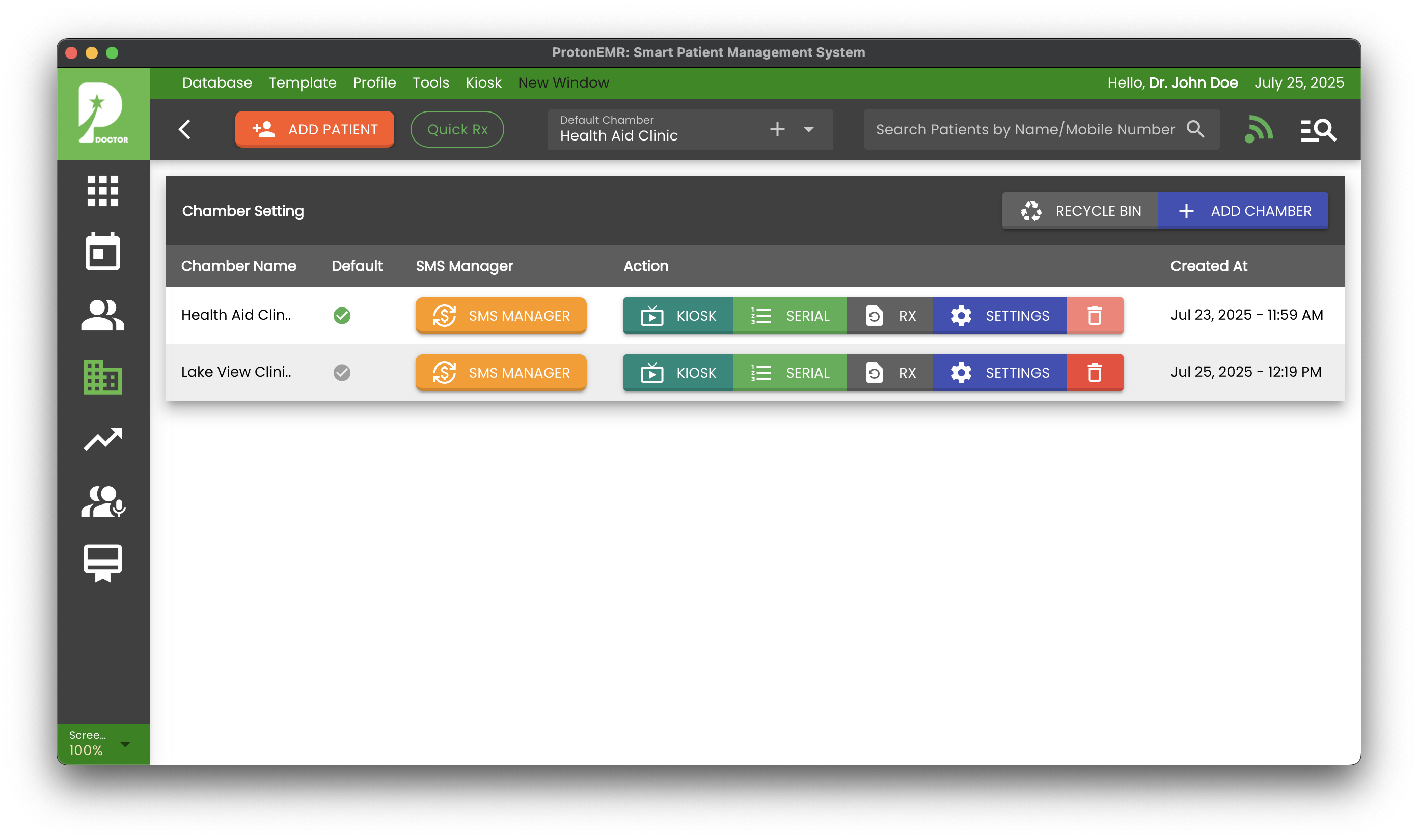 ProtonEMR Multi Chamber Management